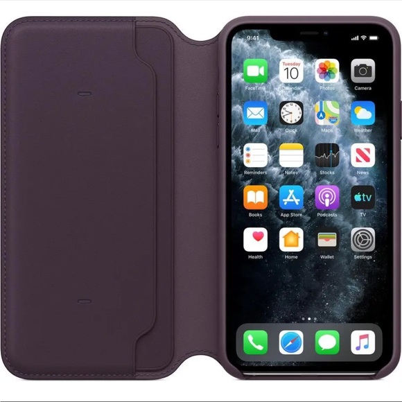 Apple Leather Folio Case for iPhone 11 Pro Max - Aubergine (Purple) New In Box - Picture 4 of 8